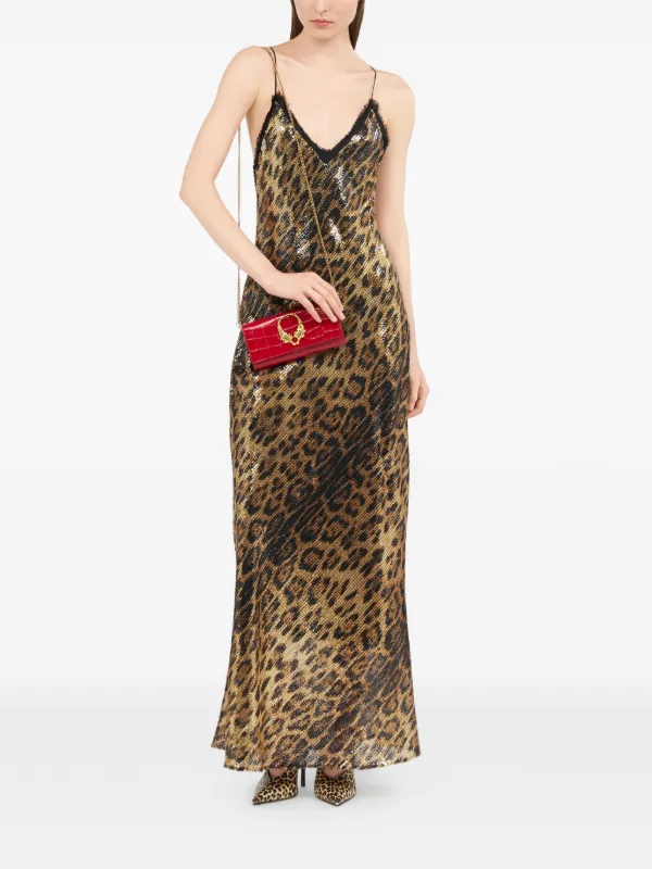 Roberto Cavalli jaguar-print Embellished Maxi Dress | Brown | FARFETCH