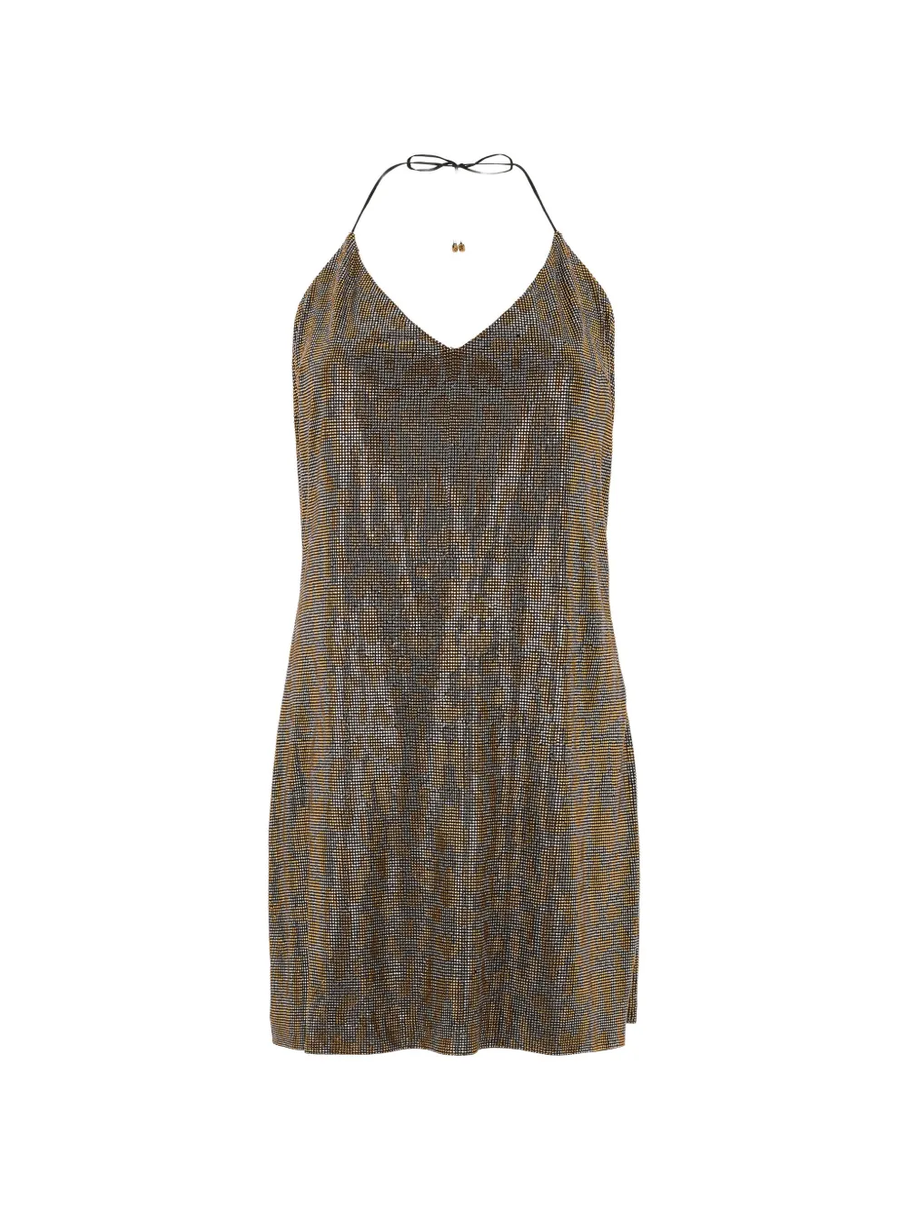 Roberto Cavalli rhinestones V-neck mini dress - Oro