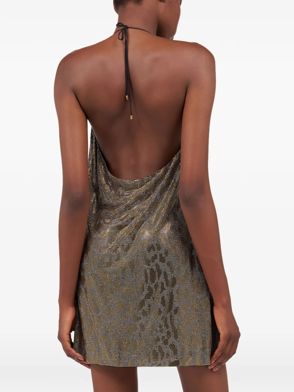 Roberto Cavalli Mini-jurk met V-hals en stras Goud