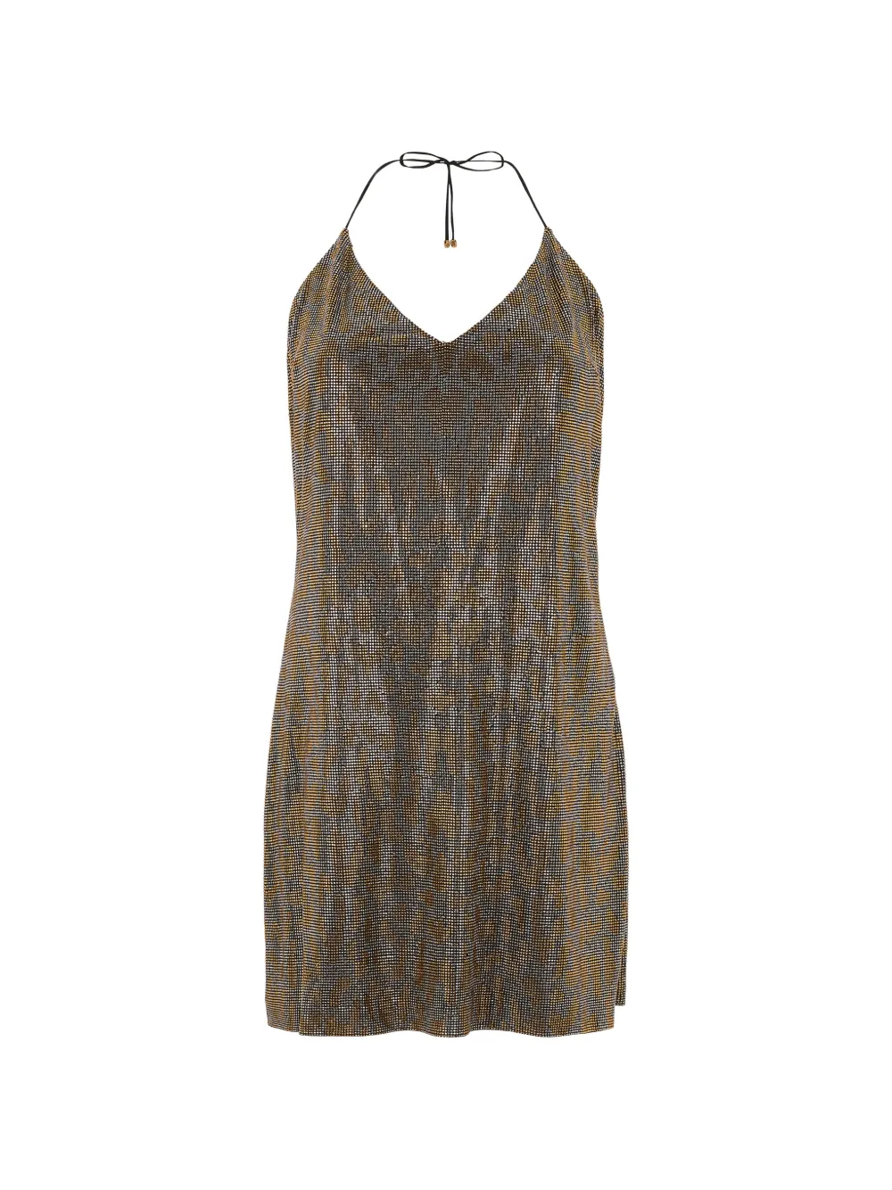 Roberto Cavalli rhinestones V-neck mini dress - Oro