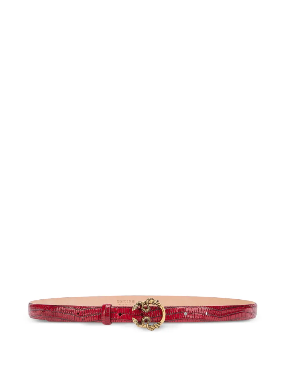 Roberto Cavalli Serpentine leather belt - Rosso
