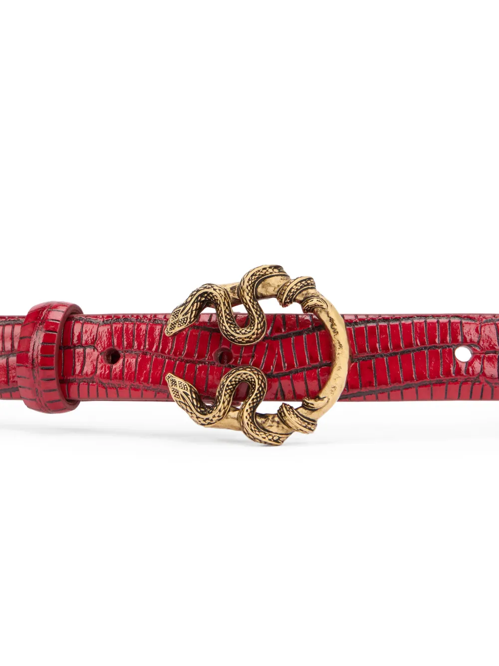 Roberto Cavalli Serpentine leren riem Rood