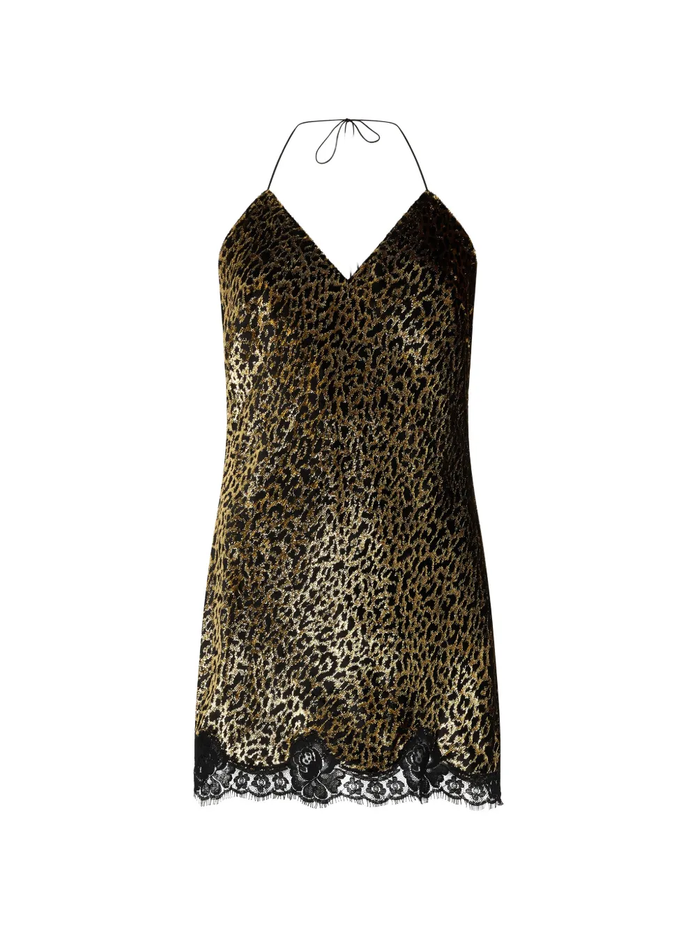 Roberto Cavalli leopard-print lace slip dress - Oro