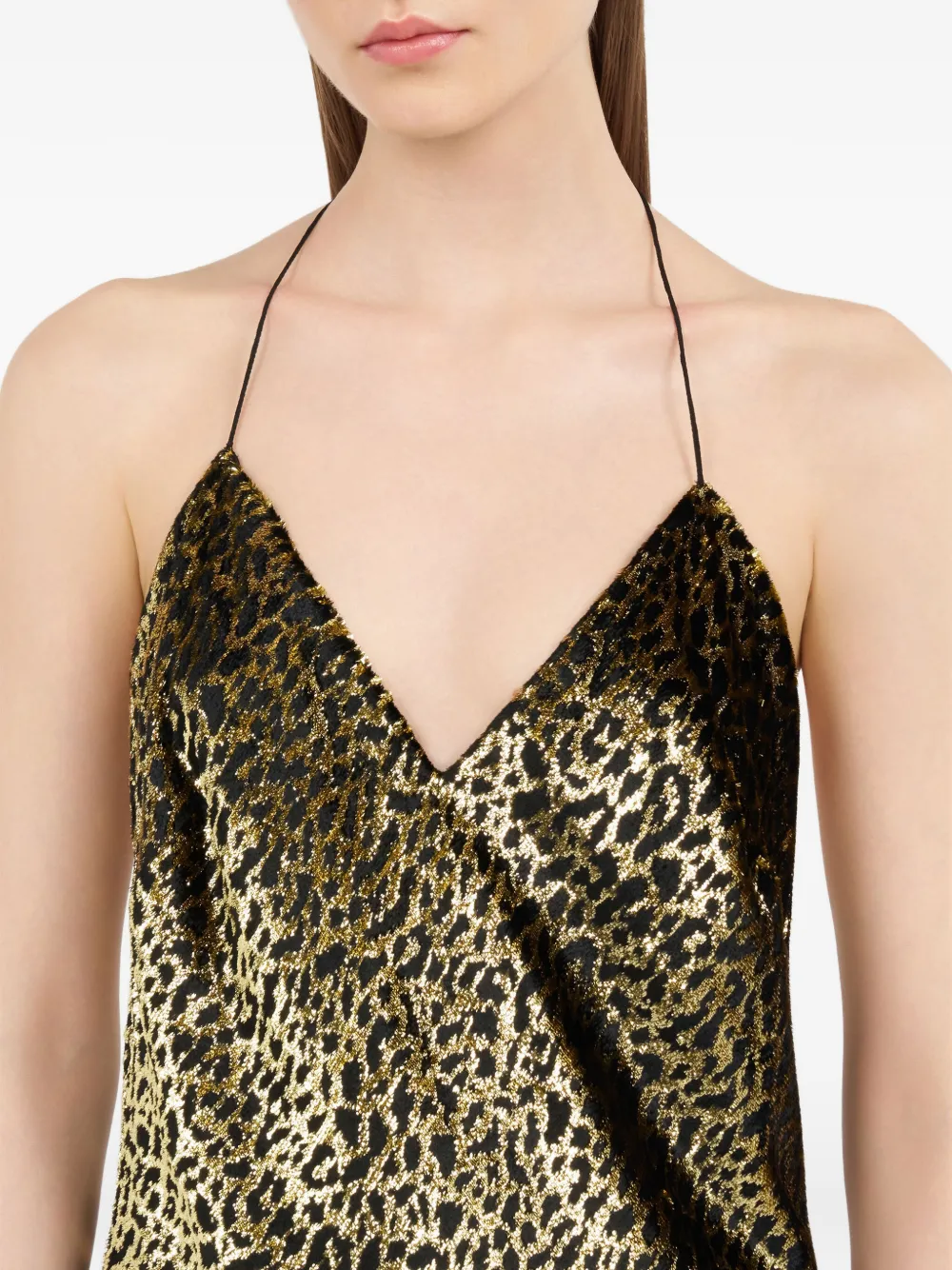 Roberto Cavalli Jurk met luipaardprint en kant Goud
