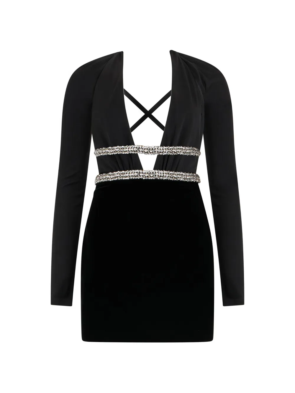 Roberto Cavalli embellished V-neck mini dress - Nero