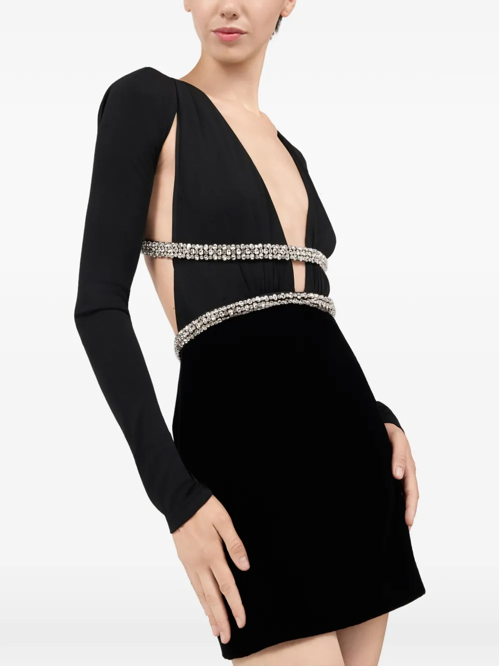 Roberto Cavalli Verfraaide mini-jurk met V-hals Zwart