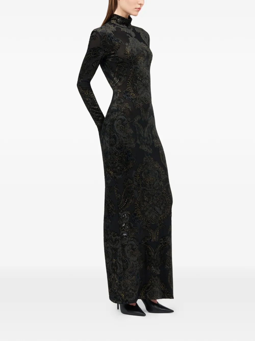 ornamental-print mock-neck dress