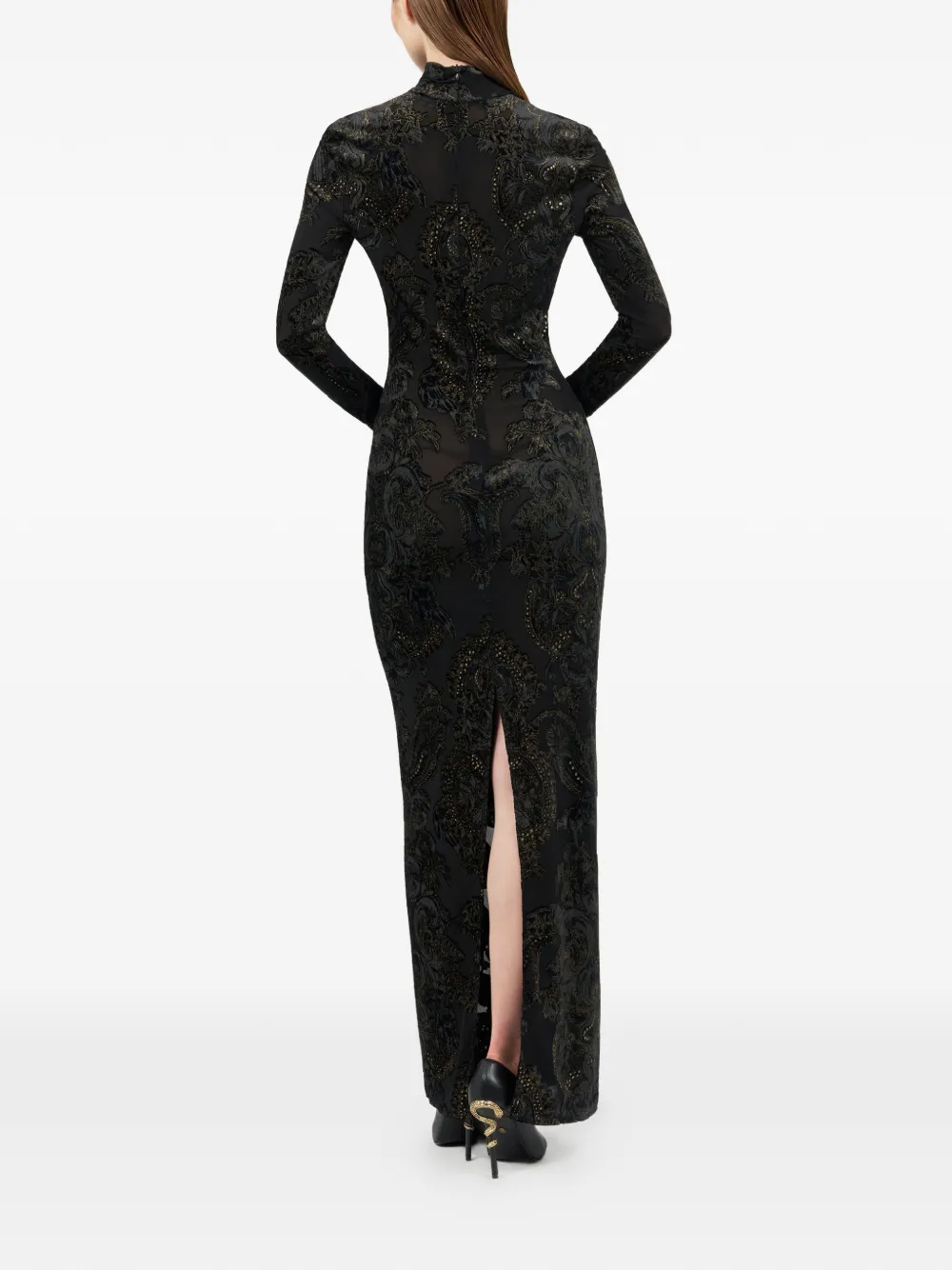 ornamental-print mock-neck dress