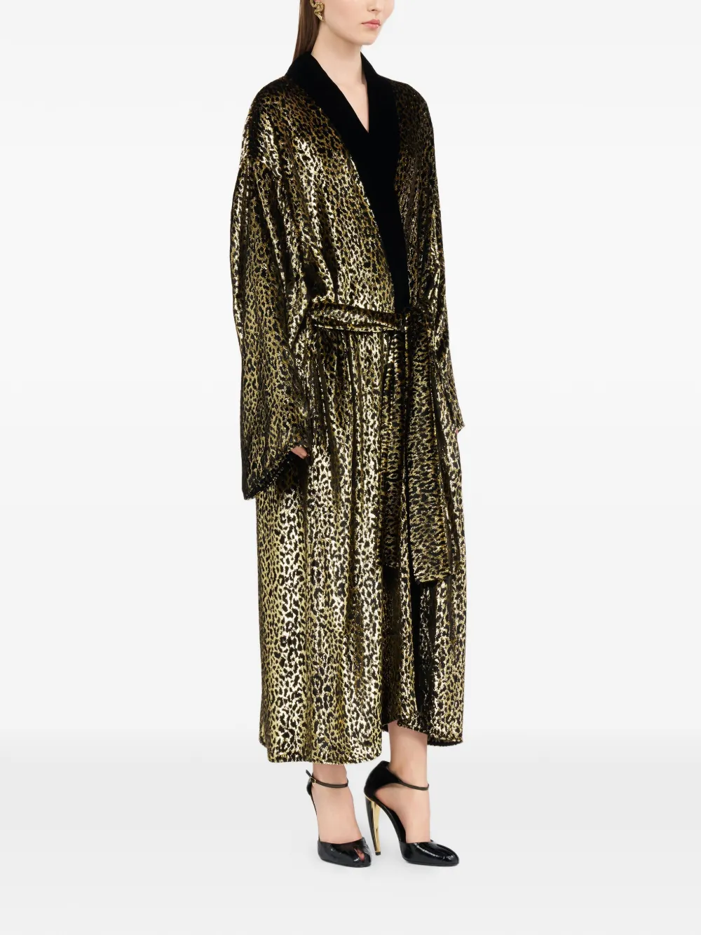  Roberto Cavalli Fil Coupé Leopard-print Coat - Gold 