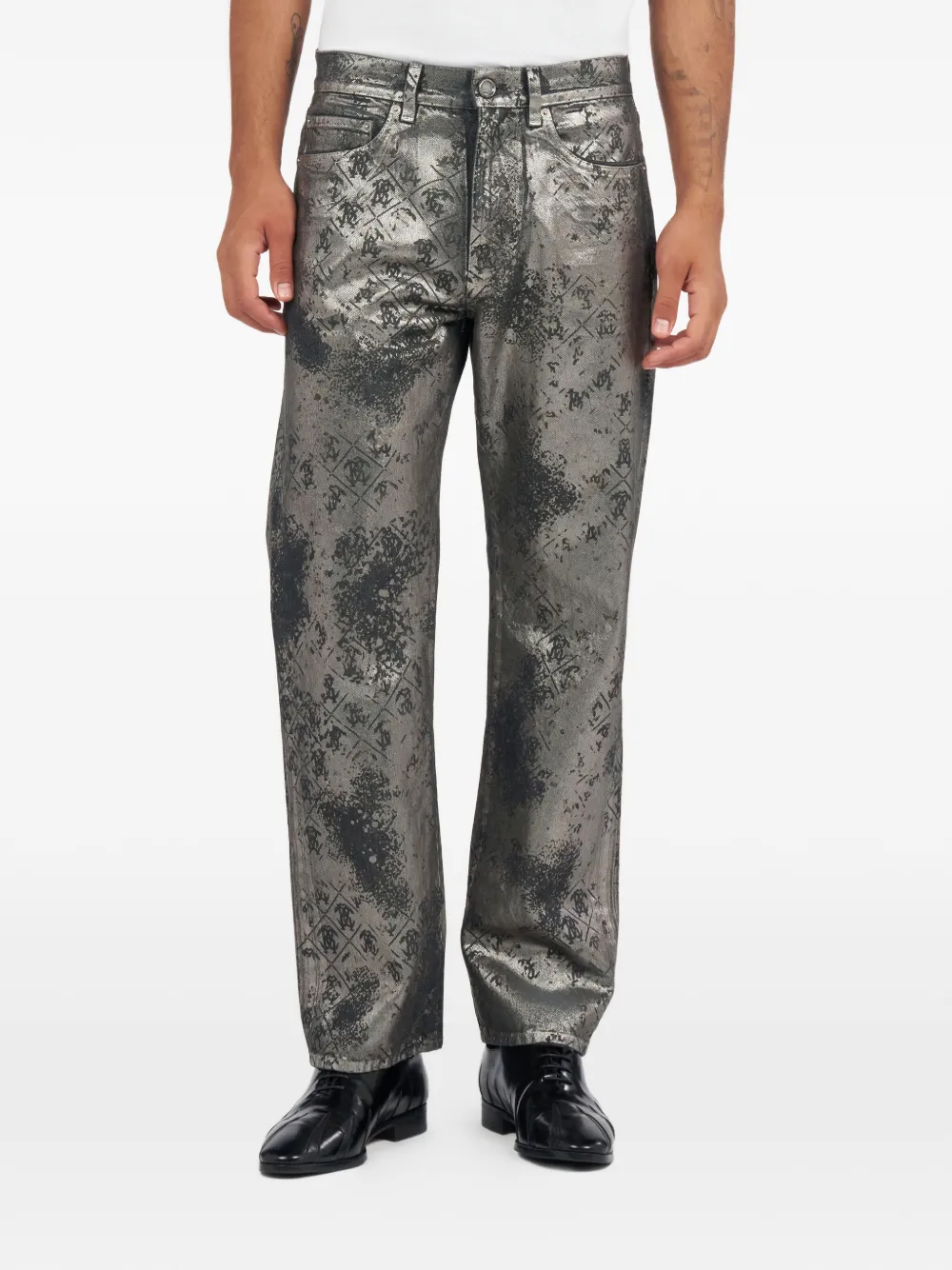  Roberto Cavalli Monogram-print Trousers - Grey 