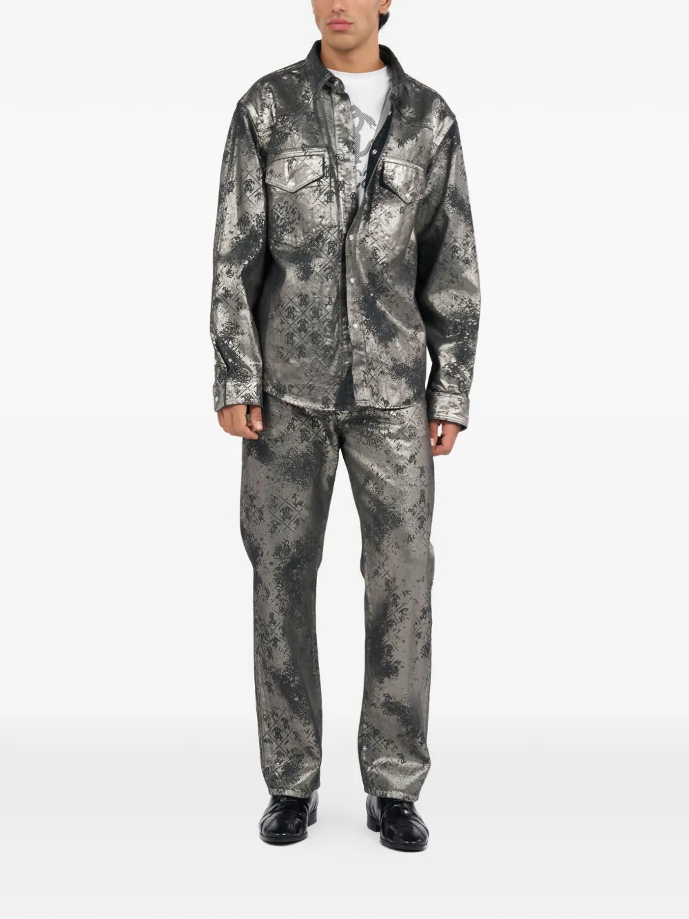 Roberto Cavalli Monogram-print trousers - Grijs