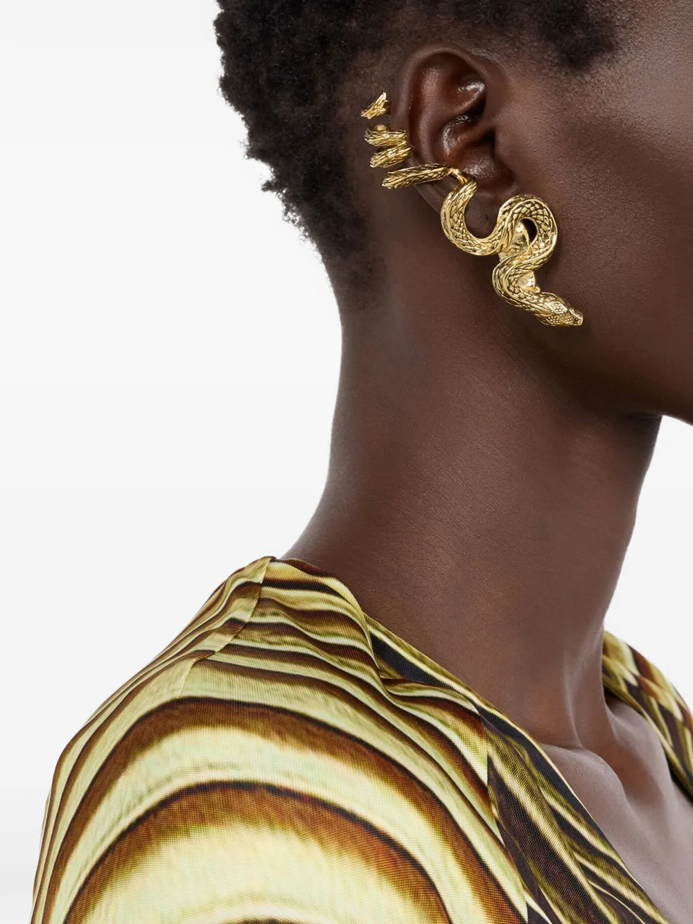 Roberto Cavalli Serpentine gold-tone earrings - Goud