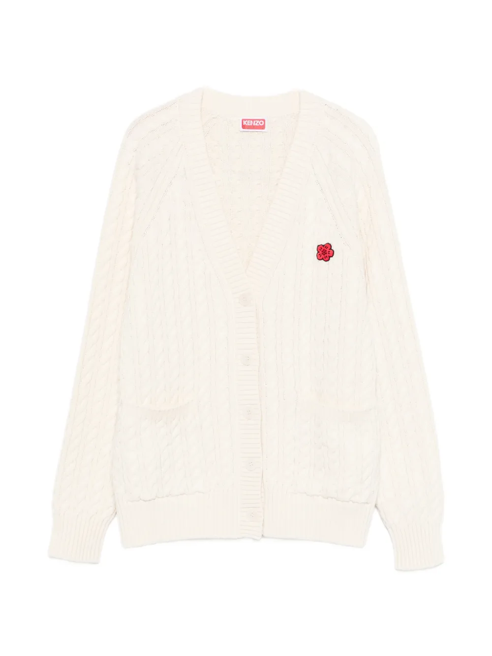 Kenzo V-neck flower-embroidered cardigan - Toni neutri