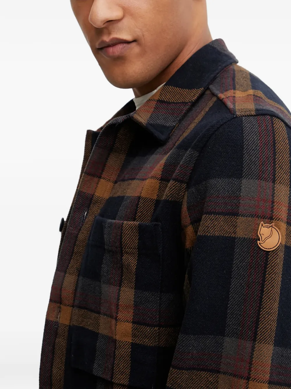 Check-Pattern Two-Pocket Shirt Jacket