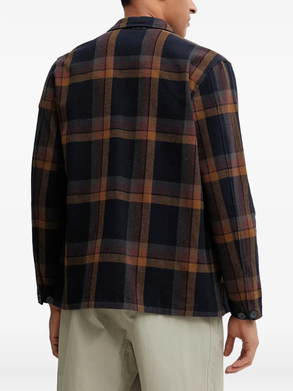 Check-Pattern Two-Pocket Shirt Jacket