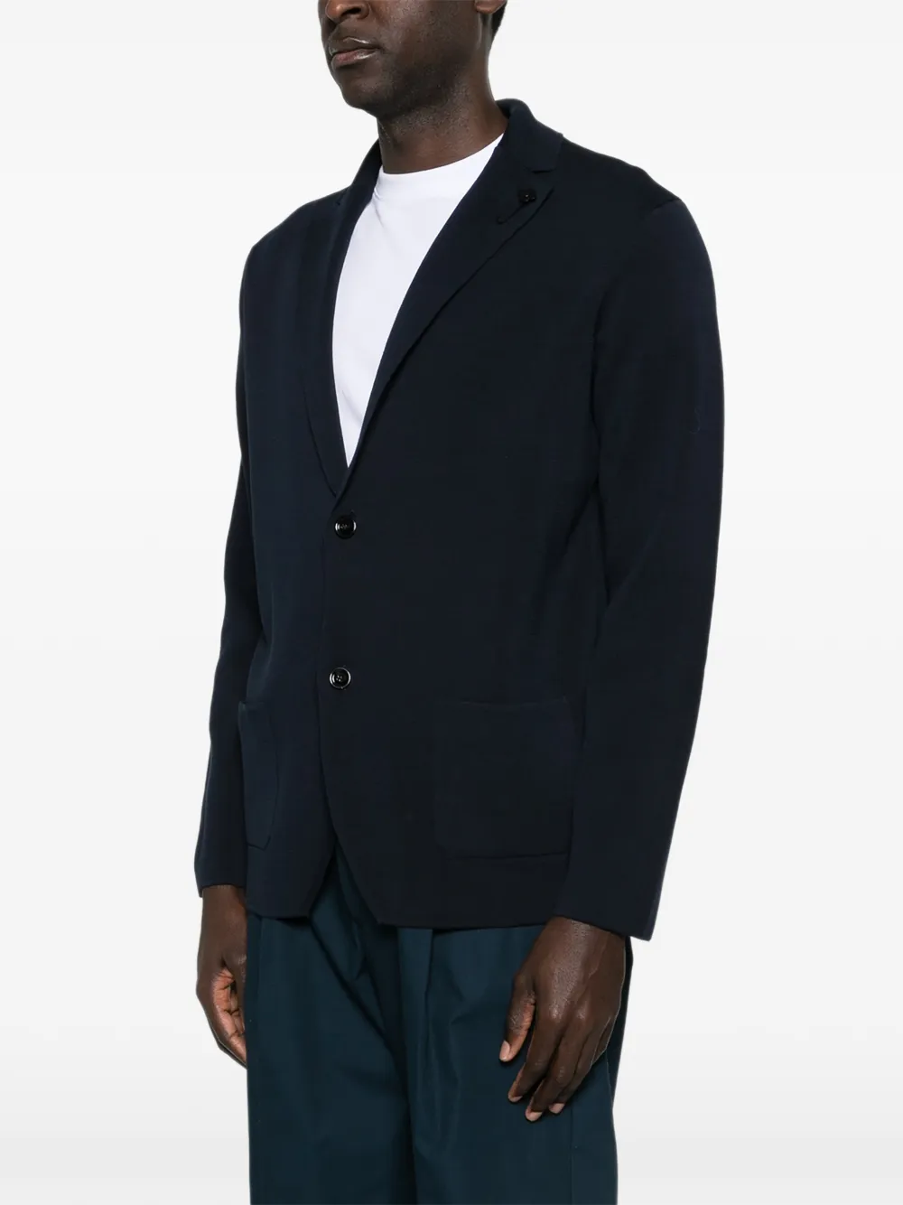 Lardini Vest met bloemdetail en zakken Blauw