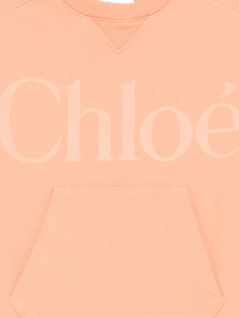 Chloé Kids Logo Cotton Sweatshirt Dress In Orange