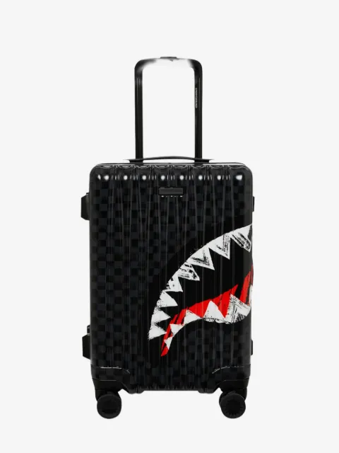 Sprayground shark-graphic checkered-pattern luggage