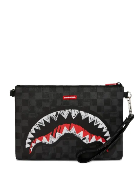 Sprayground check-pattern logo-detail clutch bag