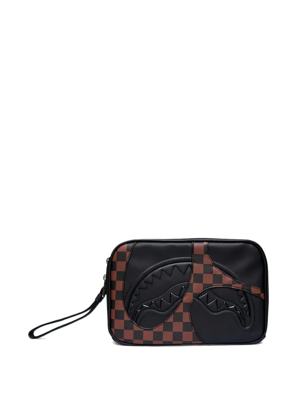 Sprayground logo-embossed checkered-pattern wash bag - Nero