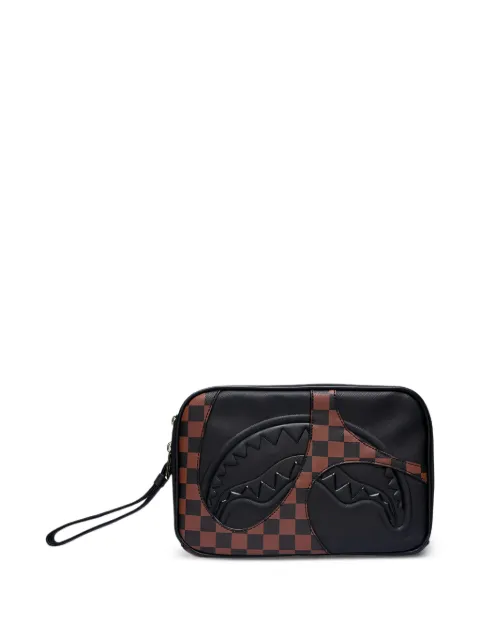 Sprayground logo-embossed checkered-pattern wash bag