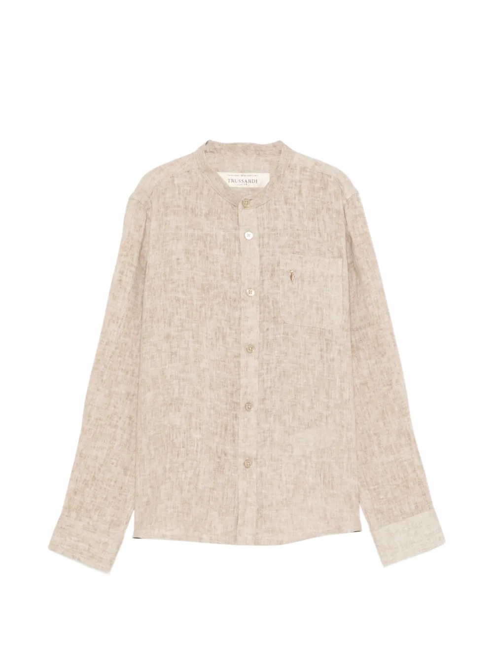 TRUSSARDI JUNIOR embroidered band-collar shirt - Marrone