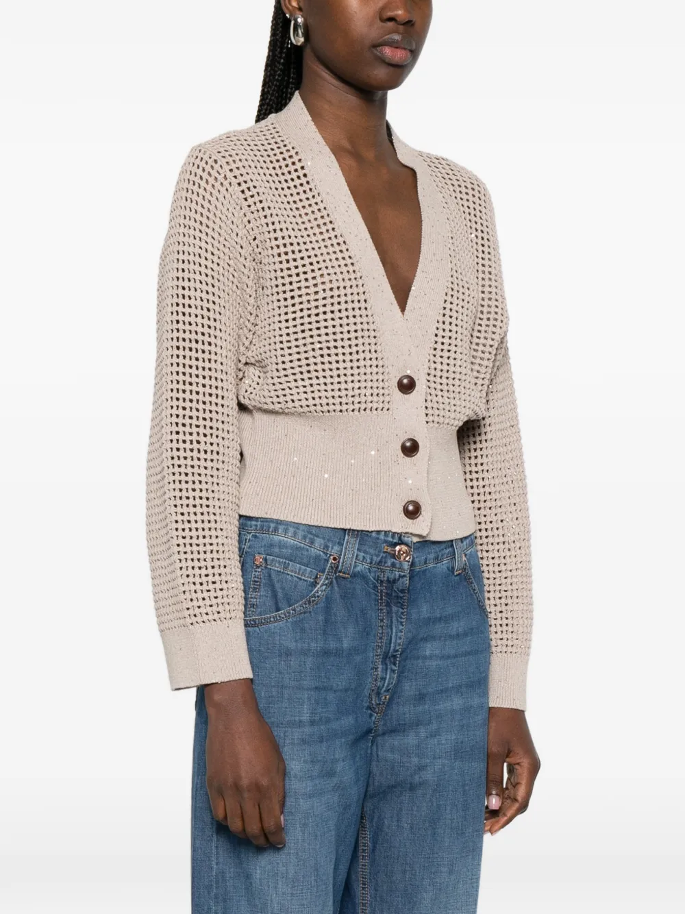  Brunello Cucinelli Sequin-embellished Cardigan - Neutrals 