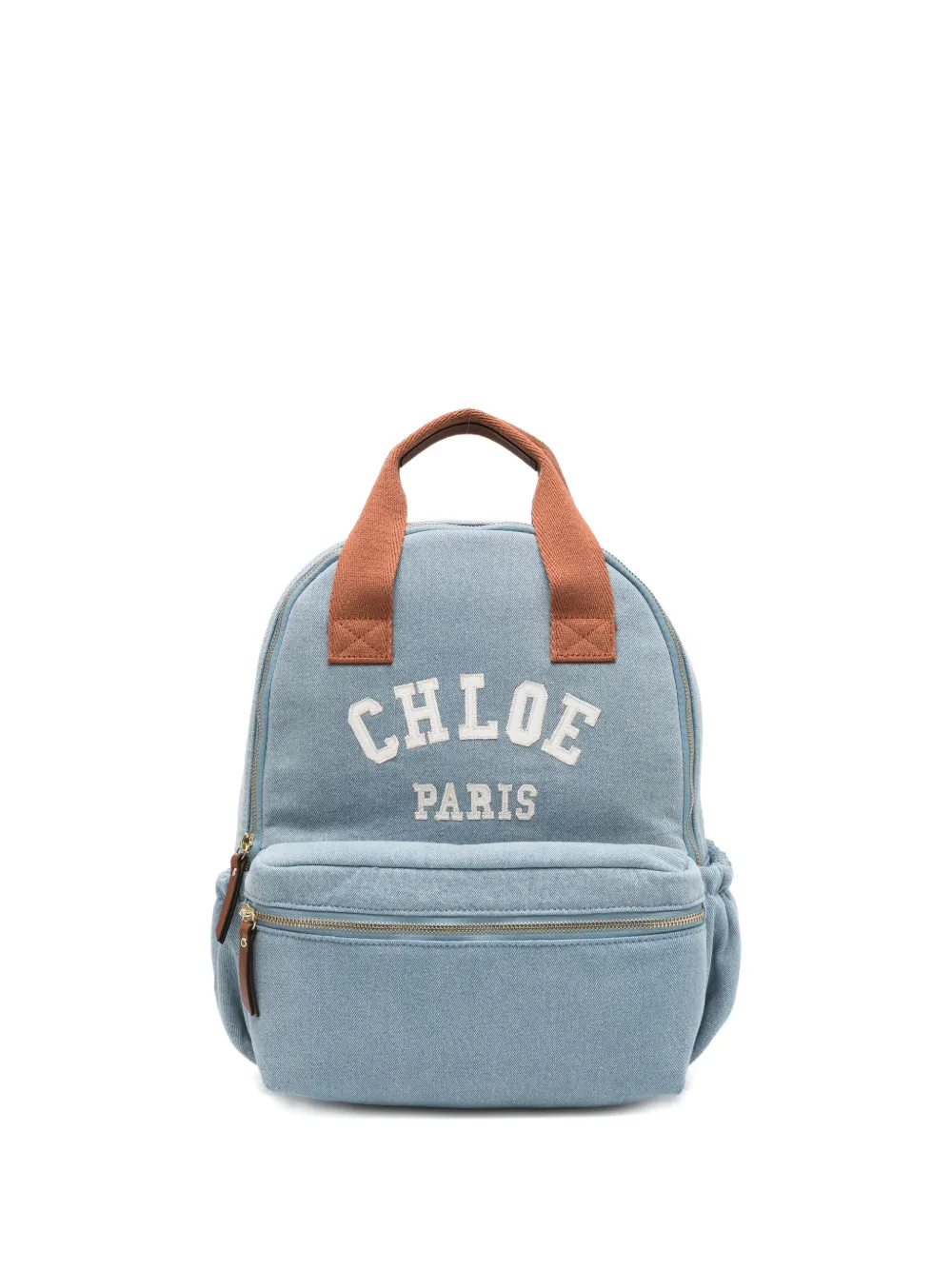 Chloé Kids logo-embroidered backpack - Blu