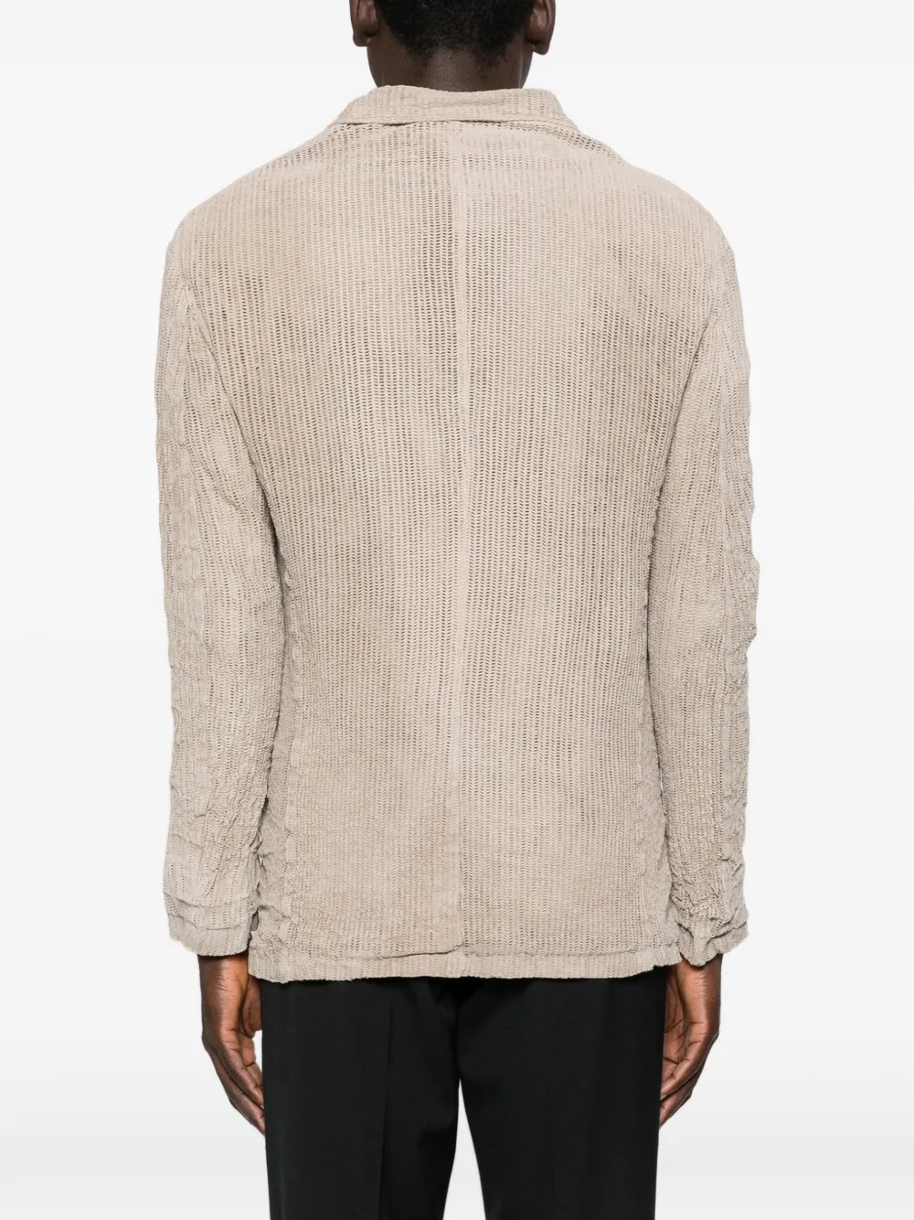 Giorgio Brato Leren jack met zakken en knopen Beige
