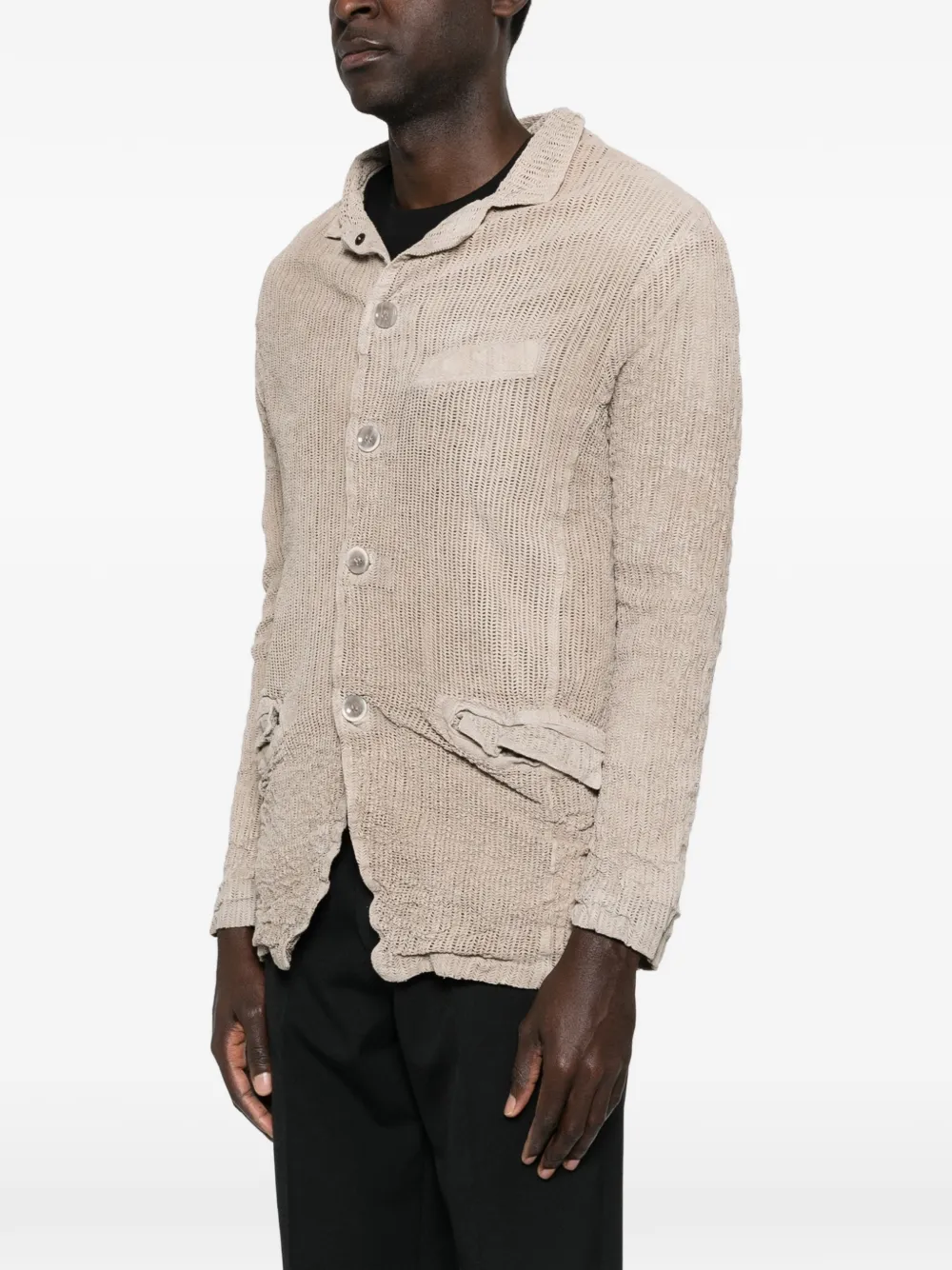  Giorgio Brato Buttoned Pocketed Leather Jacket - Neutrals 