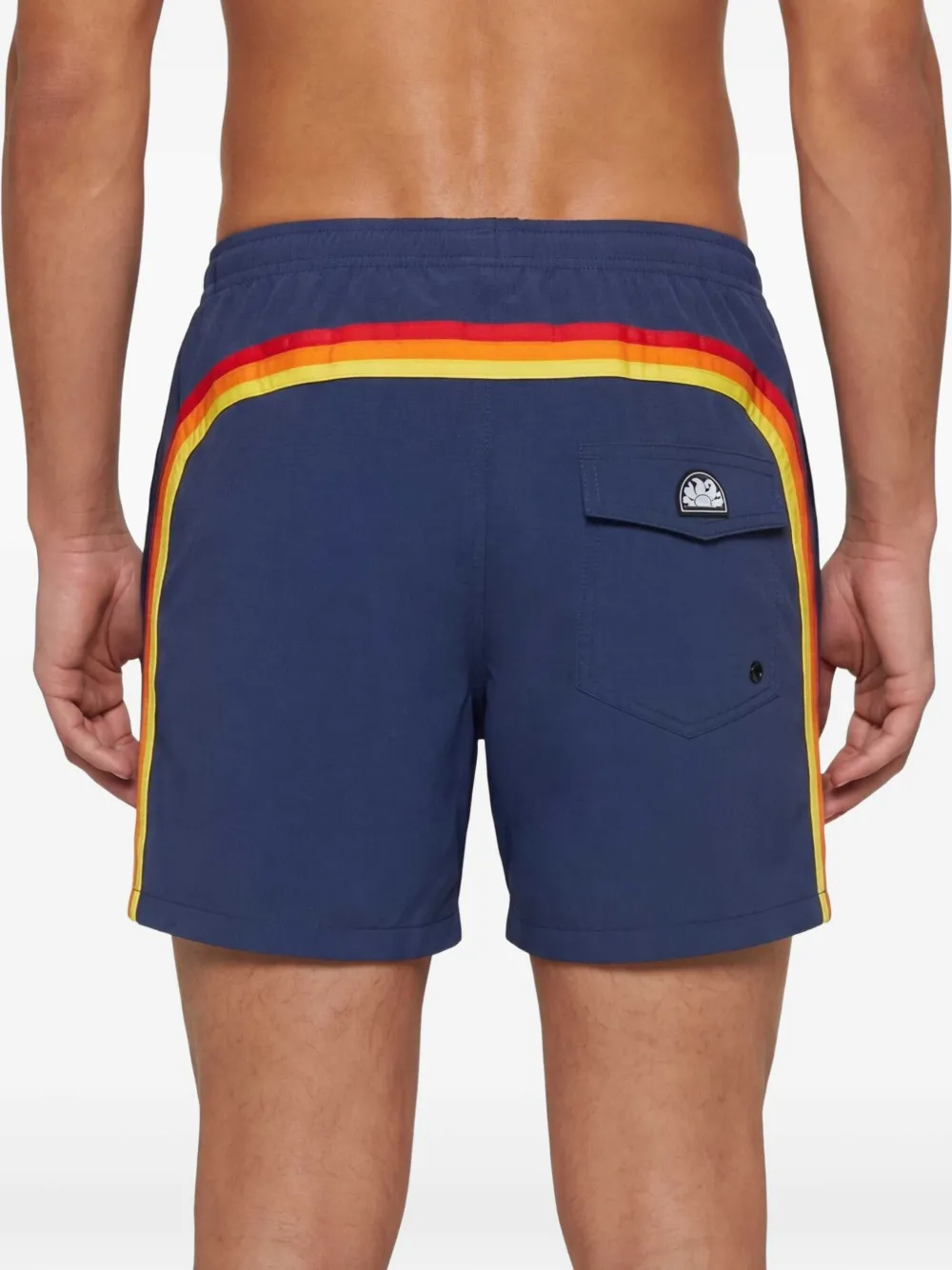 Sundek Elastische zwembroek met gestreept detail Blauw