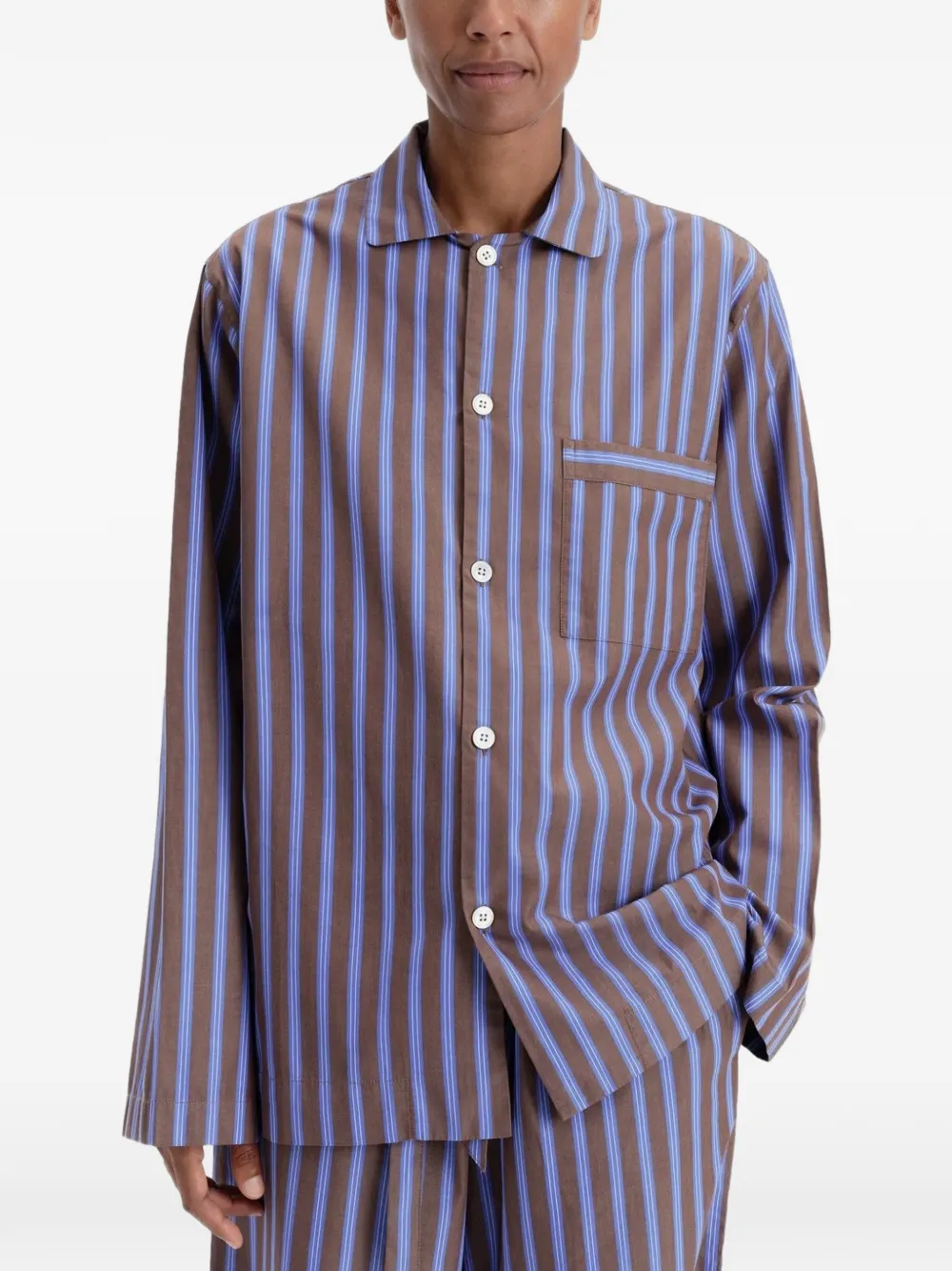 TEKLA Gestreepte pyjamatop Bruin