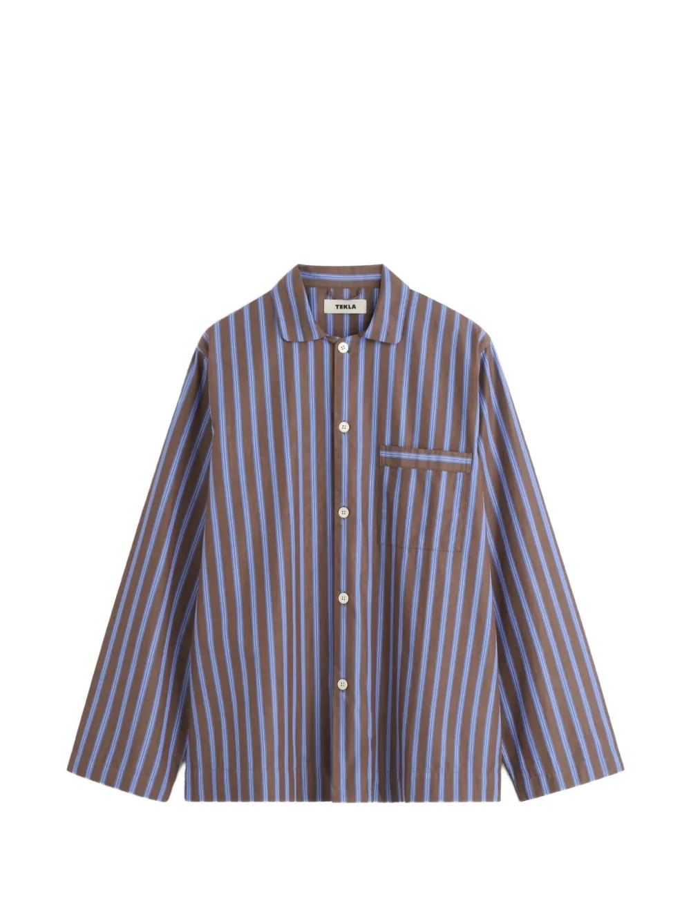 TEKLA Gestreiftes Pyjama-Top - Braun