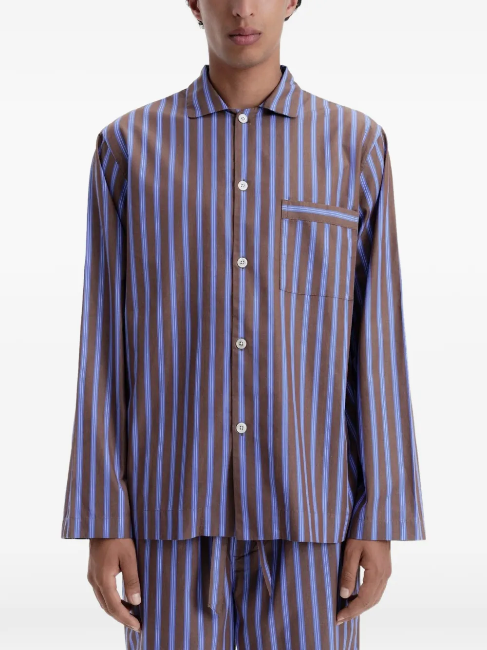TEKLA Gestreepte pyjamatop Bruin