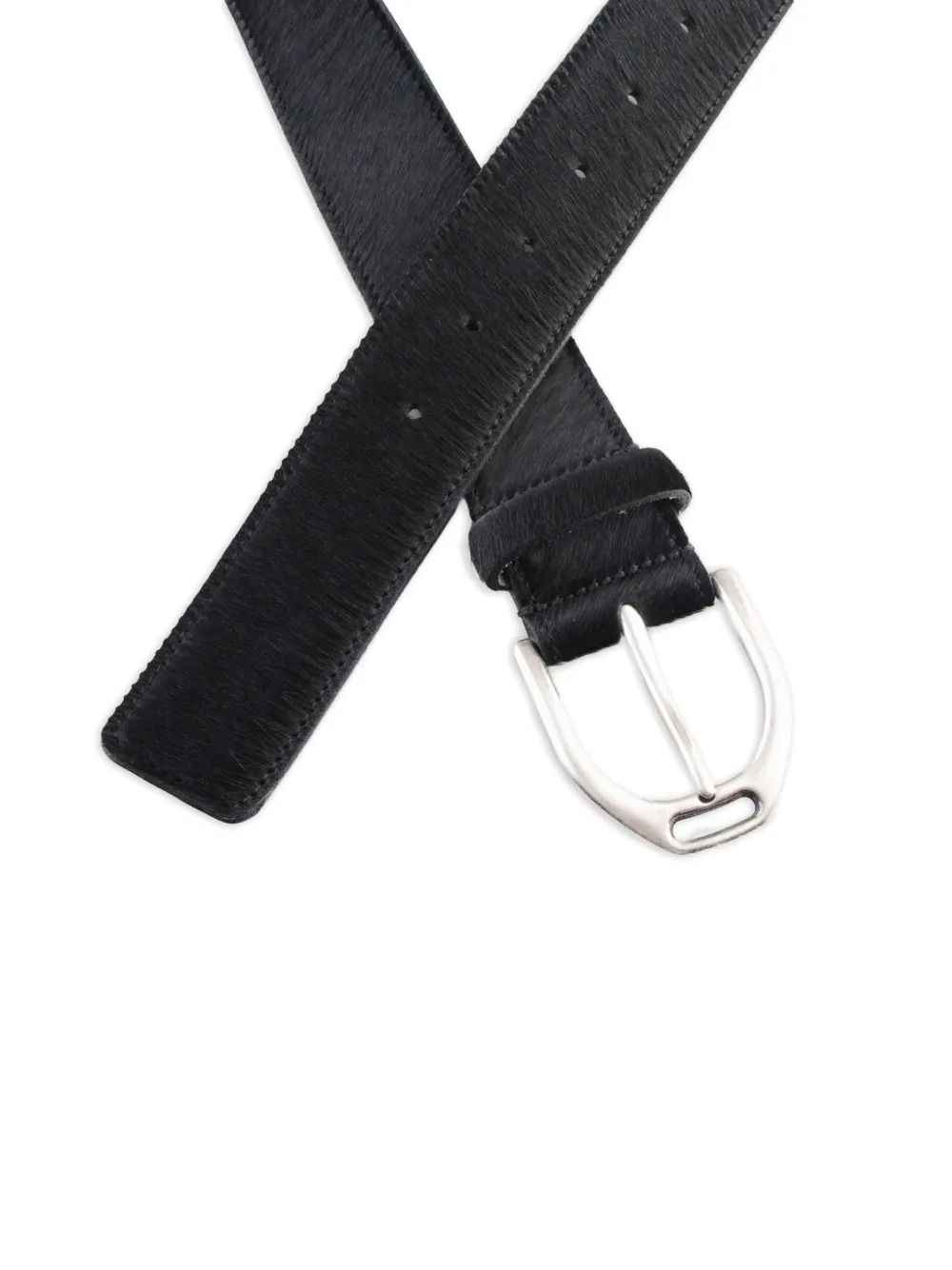  Molebo Pony Silver-tone Belt - Black 