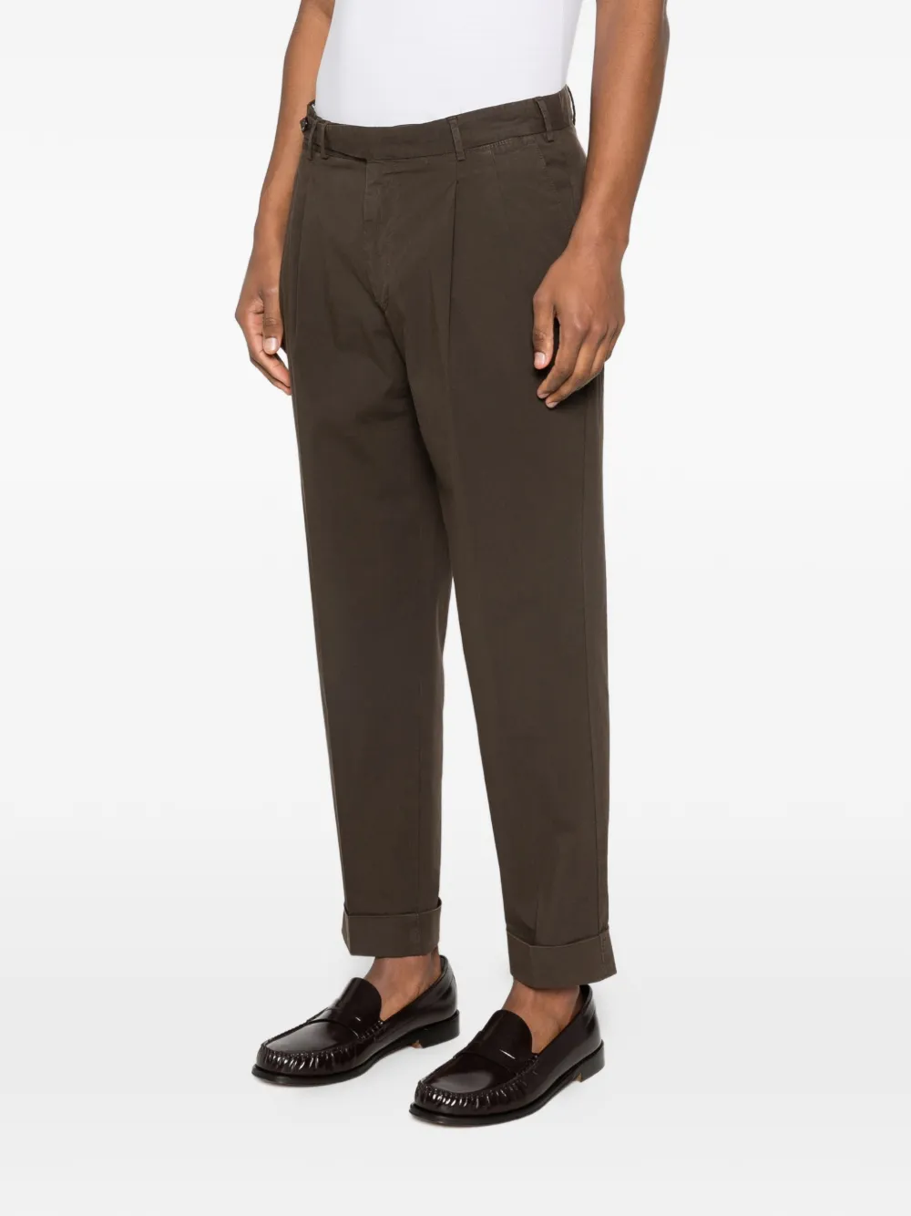 PT Torino Geplooide broek met cuffs Bruin