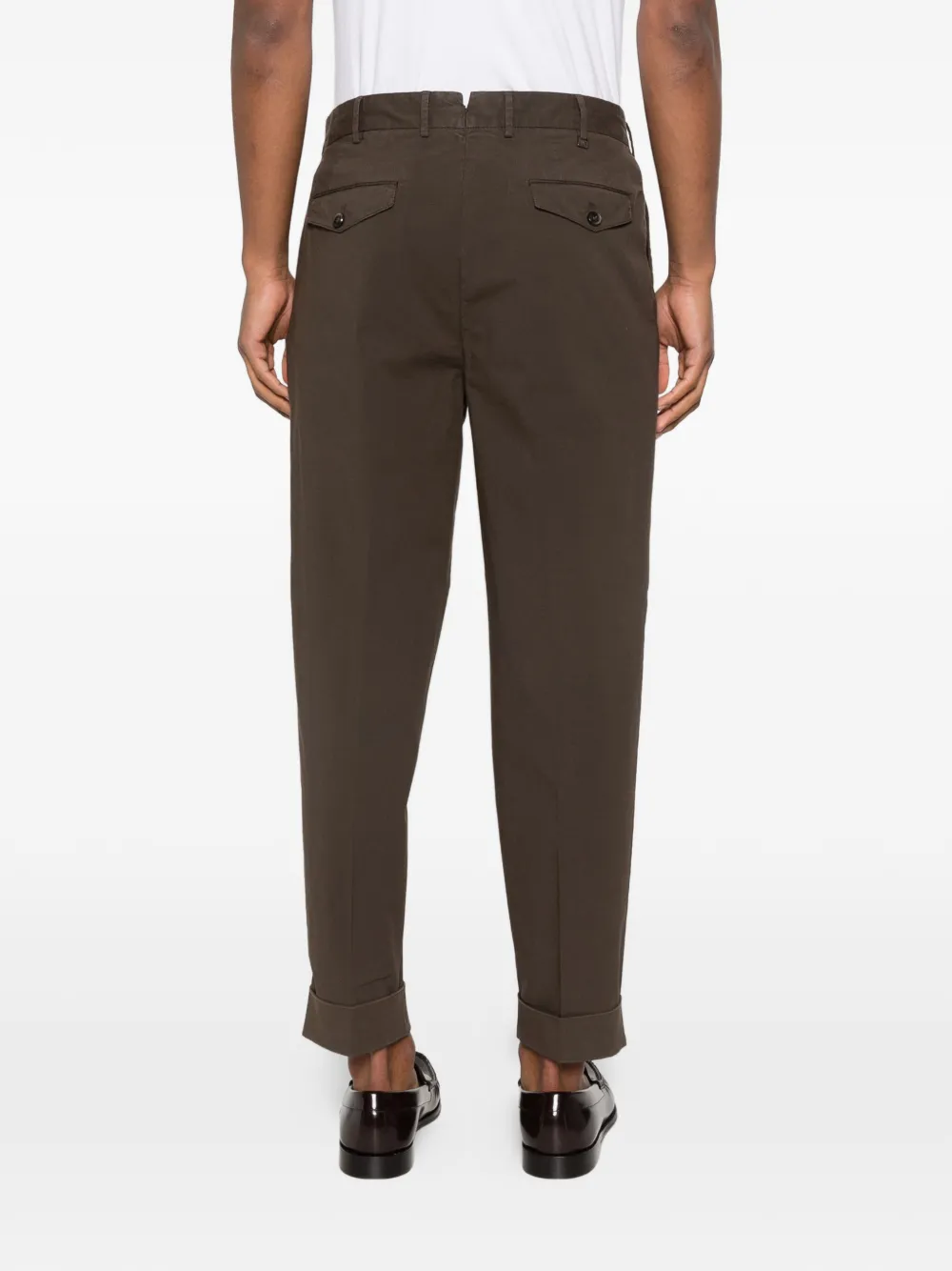 PT Torino Geplooide broek met cuffs Bruin