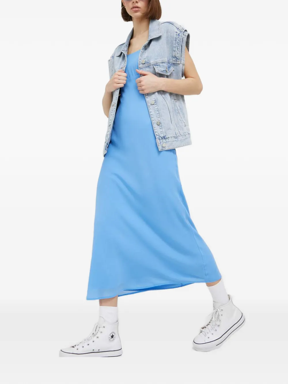 Abercrombie & Fitch gathered-sleeve maxi dress - Blu