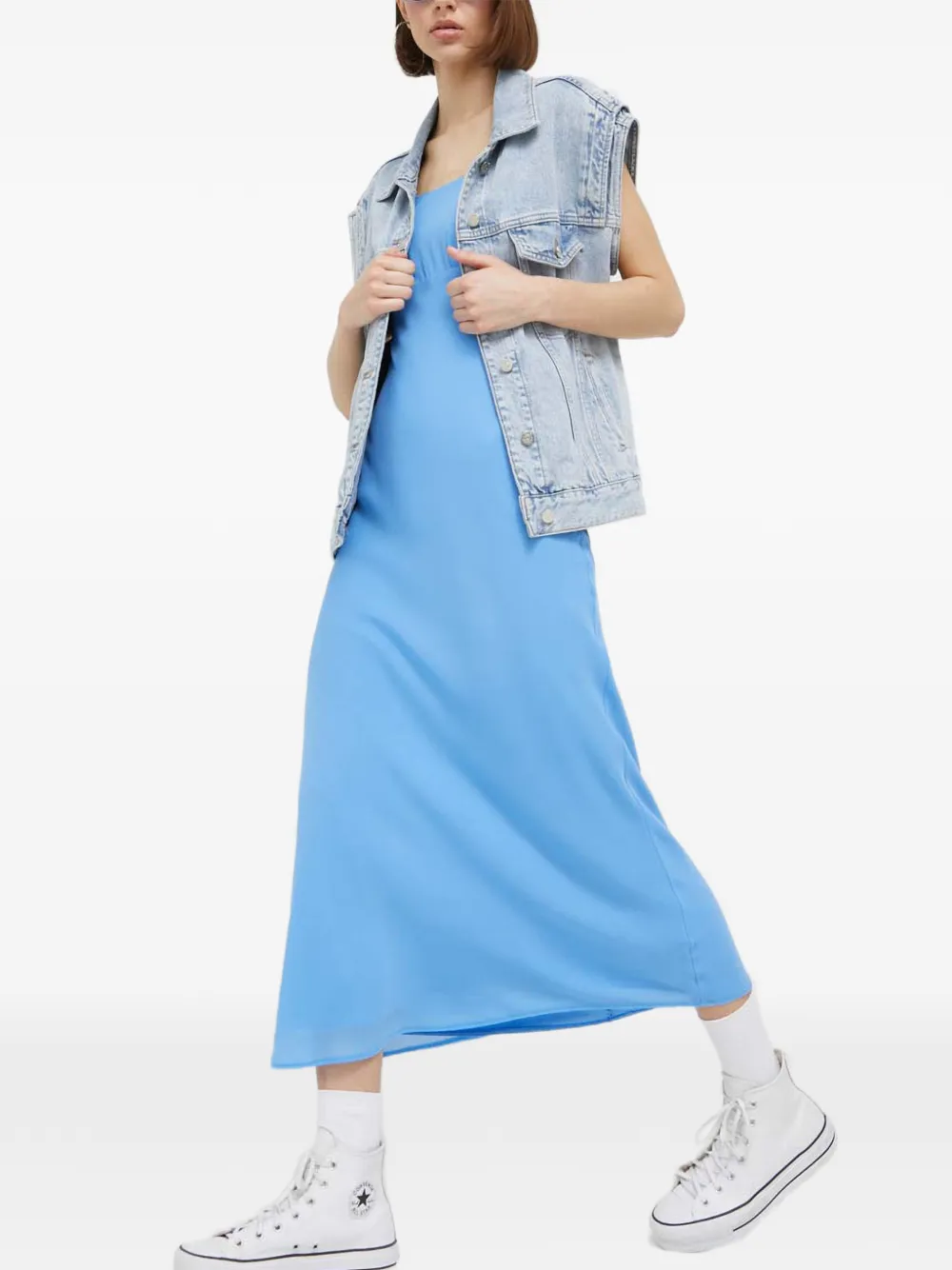 Abercrombie & Fitch gathered-sleeve maxi dress - Blu