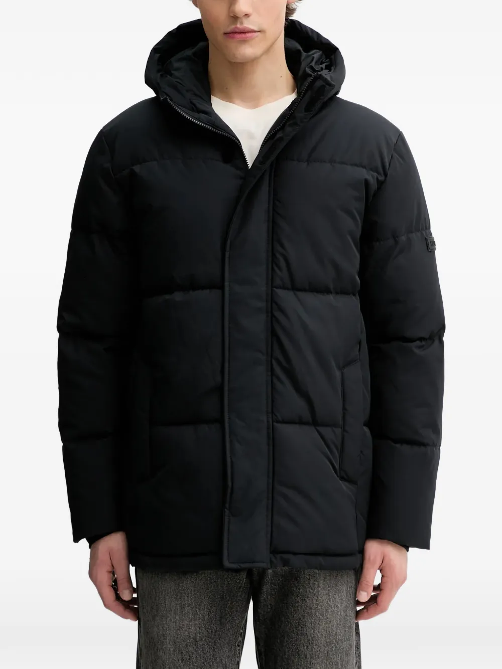 Hollister hooded puffer coat - Black