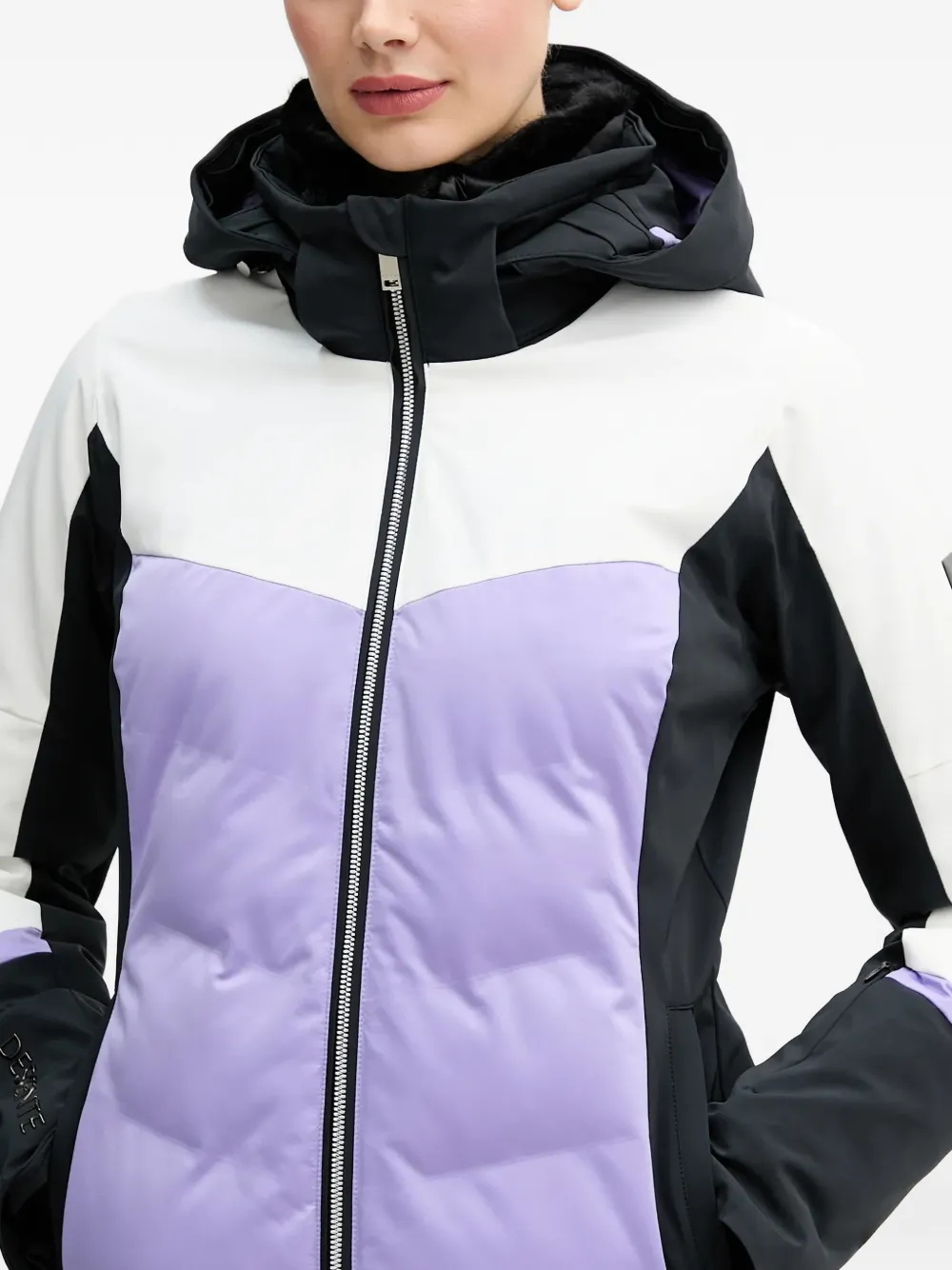 DESCENTE Ski-jack met capuchon en colourblocking Zwart