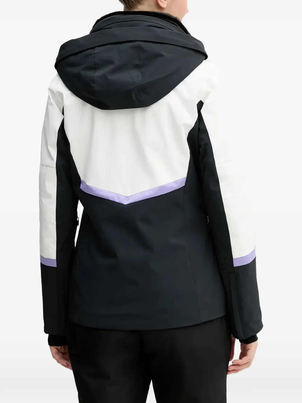 DESCENTE Ski-jack met capuchon en colourblocking Zwart