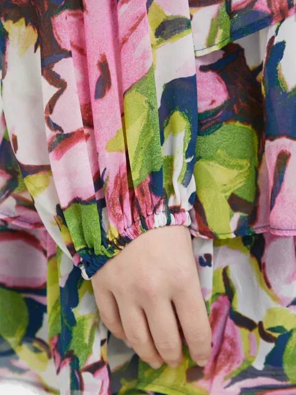 abercrombie pink floral dress Abercrombie & Fitch flutter sleeve dipped waist maxi gown dress in pink  floral