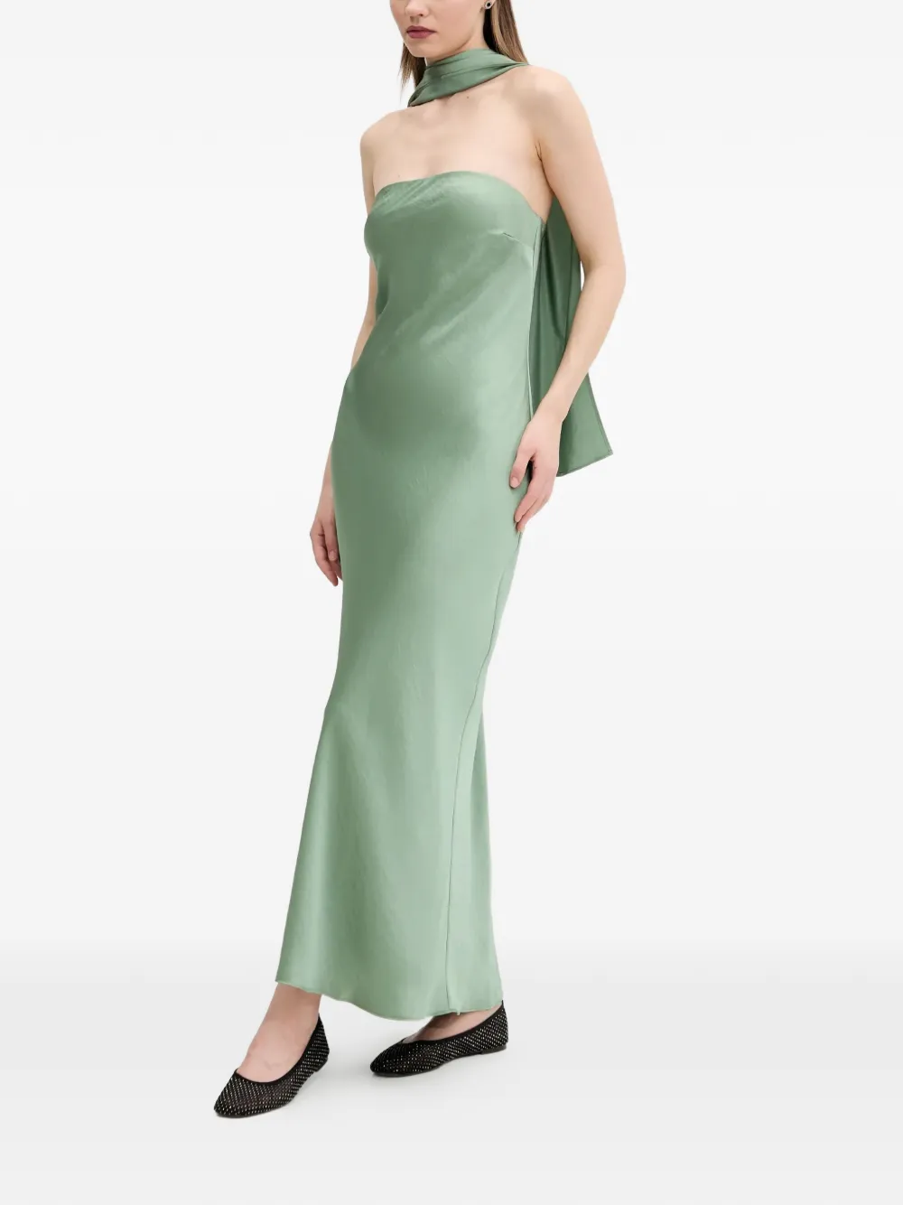 Abercrombie & Fitch scarf-detail strapless maxi dress - Groen