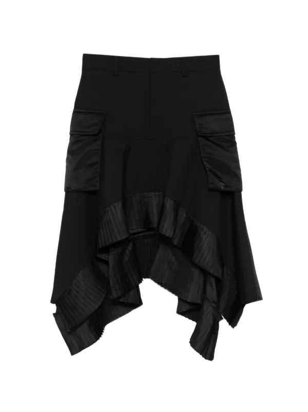 Sacai Cargo-pocket Midi Skirt in Black