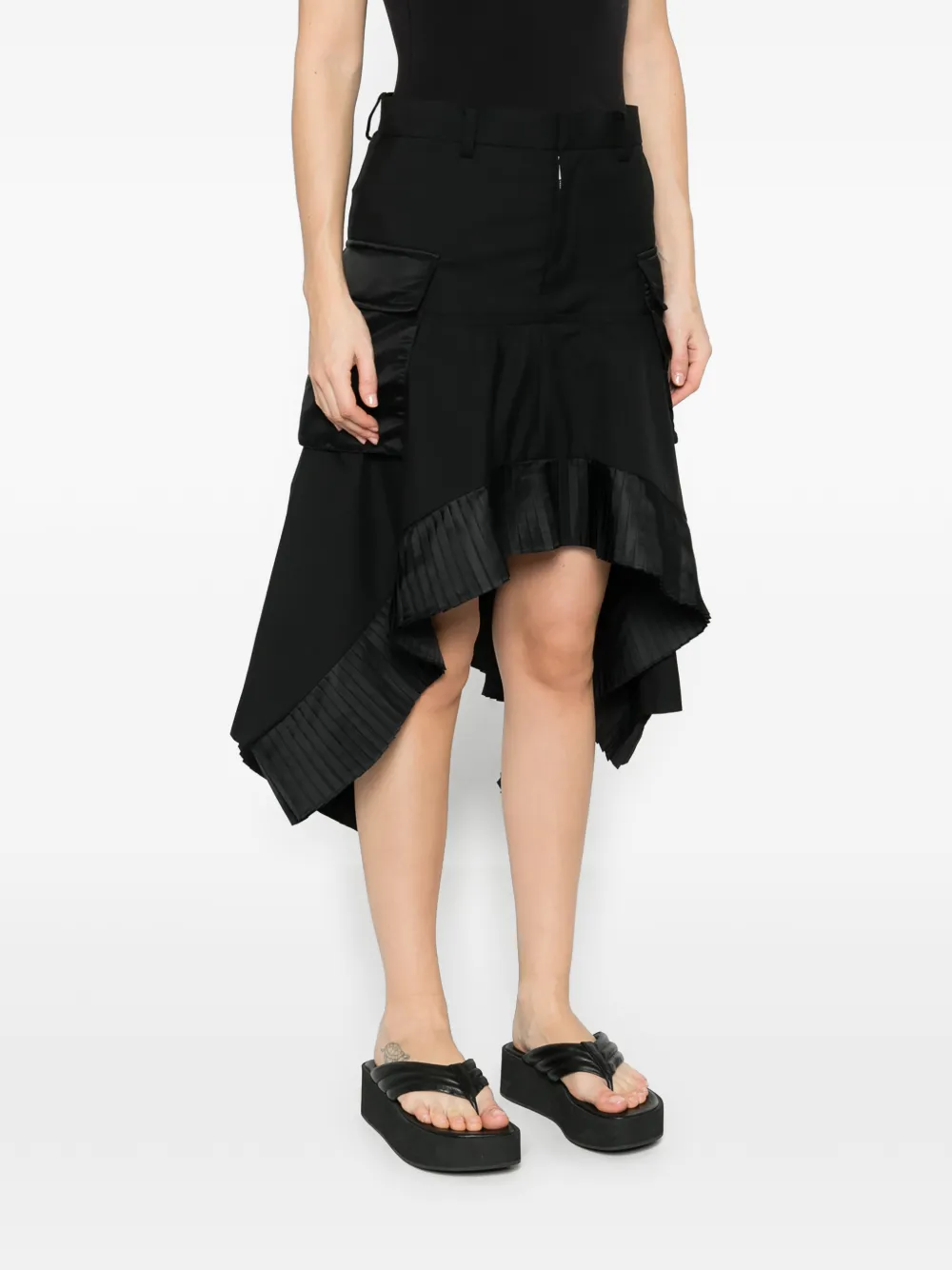  Sacai Cargo-pocket Midi Skirt - Black 