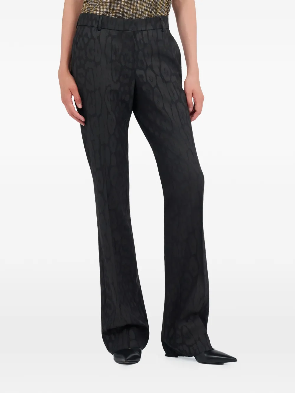 Roberto Cavalli Flared broek met print Zwart