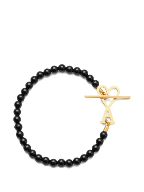 AMI Paris heart clasp beaded bracelet