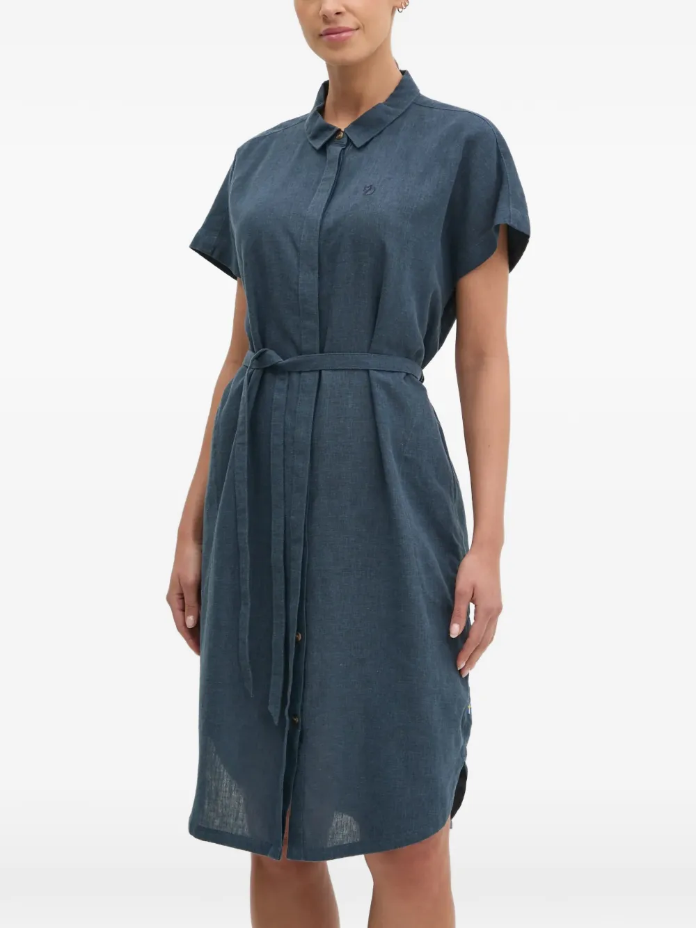 Fjall Raven Short-sleeve Belted Midi Dress In Blue