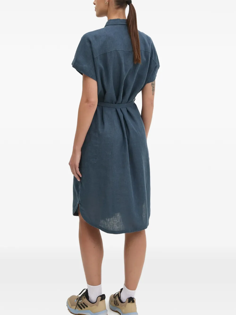  Fjällräven Short-sleeve Belted Midi Dress - Blue 